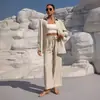 Fornecimento Exclusivo Transfronteiriço do Novo Conjunto Feminino Fashion de Outono: Cardigã Solto com Botões de Manga Longa e Calça de Perna Larga Agora Disponível