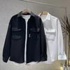 Outono Nova Jaqueta Camisa Lapela Moda Moda Marca Roupas Forradas de Malha Soltas Jaqueta Casual Masculina Moda