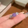 Anel Popular Xiaohongshu de Água-Marinha Lapidação Rosa Milenar Moda Luxo Leve Alta Qualidade Renda Diamante Rosa Anel Atacado