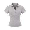 Ins Camiseta de Manga Corta para Mujer Camisa Polo Adelgazante Verano 2025 Estilo Europeo y Americano Sexy Slim Corta con Solapa