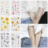 Nuevo Pegatina de Tatuaje de Flor Impermeable a Prueba de Sudor Pequeña Fresca Margarita Cara Brazo de Mujer Pegatina de Tatuaje Temporal