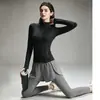 Conjunto deportivo para correr por la mañana para mujer, conjunto de yoga con chaqueta de cremallera y cuello alto y pantalones de yoga de cintura alta para control de abdomen, conjunto de dos piezas de secado rápido