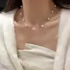 Collar de Cadena para Clavícula de Aliento de Bebé Perla Hilo de Pescado Estilo Zhao Lusi para Mujer, Gargantilla Sencilla y Única de Moda Tendencia Versátil
