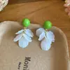 Pendientes de Borlas Redondos de Concha Verde Estilo Nuevo 2026, Pendientes de Diseño de Nicho de Moda, Pendientes Estilo Resort Costero