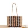 Dropshipping Nuevo Estilo Rayas Verticales Hombro Bolsa Tejida de Cuerda de Papel Bolsa de Moda para Mujer Bolsa Tejida para Vacaciones de Verano Playa