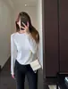 Estilo popular~Pode ser usado sozinho ou como camada base, emagrecedor, soltinho, camiseta de manga comprida para mulheres, camiseta básica, Novo Estilo Outono/Inverno 2026 H091916