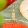 Yuebao Joias Prata Esterlina S925 Banhada Jade Hetian Retro Moda Nacional Folha de Bambu Pingente Estilo Étnico Pingente Elegante
