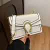 Bolsa Transversal com Corrente Feminina Duplo Compartimento Pequena Quadrada 2025 Nova Padrão Crocodilo Dourada Brilhante Bolsa Simples Moda Tendência