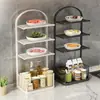 Prateleira de Armazenamento de Alimentos para Cozinha Multicamadas Prato de Comida para Loja de Panela Quente Prateleira de Armazenamento de Cebolinha, Gengibre e Alho Prateleira de Temperos Multifuncional Doméstico