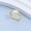 Anillo de Perla de Agua Dulce Natural para Mujer, Espiga de Trigo con Circonita Colorida, Moda de Alta Gama, Joyería Ajustable al por Mayor