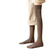 Meias 7/8 para Mulheres, Meias Longas para Outono e Inverno, Forradas com Lã, Espessas, Meias de Terry Quentes, Meias de Algodão, Meias Antiderrapantes para Panturrilha