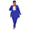 N7750 Roupas Europeias e Americanas Plus Size para Mulheres Amazon Moda Elegante Profissional Casual Manga Longa Calça Longa Blazer Conjunto de Duas Peças