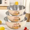 Conjunto de Tigelas para Salada de Três Peças, Tigela de Mistura Espessada de Aço Inoxidável de Grau Alimentício, Tigela para Bater Ovos e Cozinhar, Tigela de Salada Doméstica, Tigela de Sopa