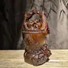 Adornos de Talla en Madera, un Cubo de Oro, la Sala de Estar Solo Puede Entrar y Salir, Artesanía de Madera Maciza de Palo de Rosa, la Riqueza Fluirá, un Gran Regalo para Inauguración de Casa