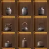 Sala de Té Estilo Chino Estante de Té Estante de Curiosidades Decoración Hogar Zen Retro Nostálgico Tetera Lata de Té Juego de Tazas de Té Adornos