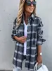 Artículos Populares de Europa y América Sitio Independiente de Amazon Camisas para Mujer Otoño e Invierno Nueva Moda Abrigo de Lana a Cuadros para Mujer