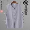Chaleco de verano para hombre chaleco casual algodón lino vintage hebilla talla grande estilo chino estilo étnico para hombre venta al por mayor de fábrica
