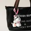 Pingente de Bolsa Pelúcia Schnauzer Fofo e Fofo, Chaveiro Boneca Cachorro Orelha em Pé de Alta Qualidade, Presente para Casal Atacado