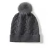 Gorro de Cachemira Otoño e Invierno Nuevo para Mujer Color Sólido Cable Hilo Bola Gorro Grueso Cálido Tejido Gorro Exterior Ciclismo Frío
