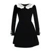 Nuevo Estilo Otoño Francés Reductor de Edad Cuello de Muñeca Cintura Ceñida Vestido de Terciopelo Retro Elegante Vestido para Citas 45437