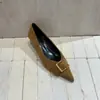 Zapatos de tacón alto para mujer con hebilla metálica estilo francés, nuevo modelo otoño 2026, punta fina adelgazante, tacón fino, zapatos de terciopelo de alta calidad, zapatos de trabajo