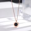 Collar de acero de titanio para mujer, diseño de nicho, cadena de clavícula de doble cara romana en blanco y negro, combinable con todo, collar cibernético sencillo y moderno.
