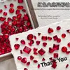 Paquete Mixto de Pedrería para Uñas con Punta Roja, Tendencia de Año Nuevo, Pedrería 3D en Forma de Corazón y de Formas Irregulares Mixtas para Decoraciones de Uñas