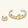 Pulsera Bicolor de Nicho Estilo Oceánico Transfronterizo Europeo y Americano Anillo Abierto de Acero Inoxidable Chapado en Oro de 18K con Palmera, Estrella de Mar, Coral para Mujer