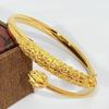 Pulsera Abierta de Pavo Real en Relieve, Pulsera de Oro Arena, Elegante Retro, Pulsera Abierta de Pantalla de Animal Pavo Real de 24K