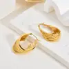 Brincos de Argola Lisa Exagerados em Aço Inoxidável Dourado Transfronteiriços Europeus e Americanos, Luxo Leve, Alto Padrão, Para Mulheres, Ear Cuffs de Designer de Nicho