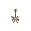 Amazon Más Vendido Transfronterizo Flor Mariposa Cobre Incrustado Circonita Botón de Ombligo Joyería de Piercing Europea y Americana Clavo de Ombligo Anillo de Ombligo