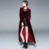Casaco Longo Feminino, Comprimento do Joelho ao Tornozelo, Tendência Outono e Inverno 2025 Novo Estilo, Elegante Jaqueta de Veludo Feminina