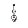 Anillo de uñas de Halloween con perforación corporal, serie oscura transfronteriza europea y americana de Gabe, colgante de circonita en forma de corazón.