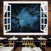 Tapiz de pared con diseño de paisaje de ventana para colgar en la pared, ideal para dormitorio, mesita de noche, decoración del hogar