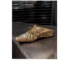 Zapatillas de Casa Baotou Nicho Modelo Nuevo 2026 Color Oro y Plata Mocasines con Cordones Sandalias Casuales Versátiles para Mujer Verano Uso Exterior