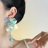 "Amor de Alocasia" Pendientes de Verano Súper Hada Únicos para Vacaciones Pendientes Largos Exagerados Flor Azul de Nicho para Mujeres
