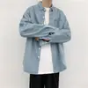 Camisa de mezclilla para hombre de manga larga, primavera y otoño, moderna, ropa de trabajo para hombre, chaqueta casual japonesa holgada para hombre