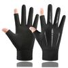 Luvas de Ciclismo para Homens e Mulheres, Frescas de Verão, Finas, Antiderrapantes, de Seda de Gelo, para Dirigir com Dois Dedos Livres, Luvas de Pesca Meio Dedo
