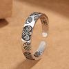 Anillo vintage antiguo con palabras auspiciosas y de buena suerte, con patrón de personalidad de marea nacional, ajustable para hombres y mujeres con estilo nacional.