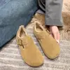 Zapatos Birkenstock de felpa con suela gruesa para mujer, nuevos mocasines vintage 2026, zapatos sencillos Birkenstock, zapatos peludos de invierno, zapatos cálidos de algodón