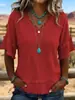 Amazon Transfronterizo 2026 Primavera/Verano Nuevo Holgado Cómodo Casual Cuello en V Color Sólido Manga Corta Parche Flecos Top