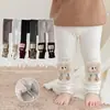 Leggings calcetín apilado de entrepierna abierta para bebé niña, otoño e invierno, pantalones cálidos de nueve puntos con forro polar para uso en exteriores