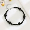 Pulsera de ónix negro de plata esterlina S925, tallas a juego, elegante joyería de nicho con cuentas de gemas negras, accesorios de joyería para mujer