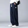 Tecyun 2026 nova coleção outono e inverno: calças masculinas largas, de perna larga, compridas, forradas com fleece para o inverno, calças atléticas de perna reta