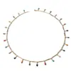 Colar Cruzado Europeu e Americano Coração Longo Colorido Franja Olho Pérola Moda Simples Multicamadas em Forma de Y