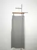 Design Exclusivo, Clássico e Elegante Saia Longa Elástica de Vestir Fácil com Fenda Lateral, Preto/Cinza