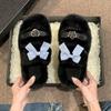 Pantuflas Mao Mao Usar Pantuflas de Luna Antideslizantes para Interior de Casa de Alta Gama Pantuflas de Algodón Simples con Lazo para Casa