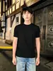 Camiseta de verano para hombre de estilo americano con patrón oscuro de punto jacquard acanalado, manga corta, hombros normales y mangas con puño, para deportes y fitness