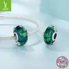 Estilo Vintage Plata S925 Trébol de Cuatro Hojas Cuentas de Vidrio Artístico DIY Pulsera de la Suerte