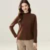Top base feminina Bai Cai Rong 100% caxemira pura, gola alta enrolada na barra, malha slim fit, novidade outono/inverno 2026